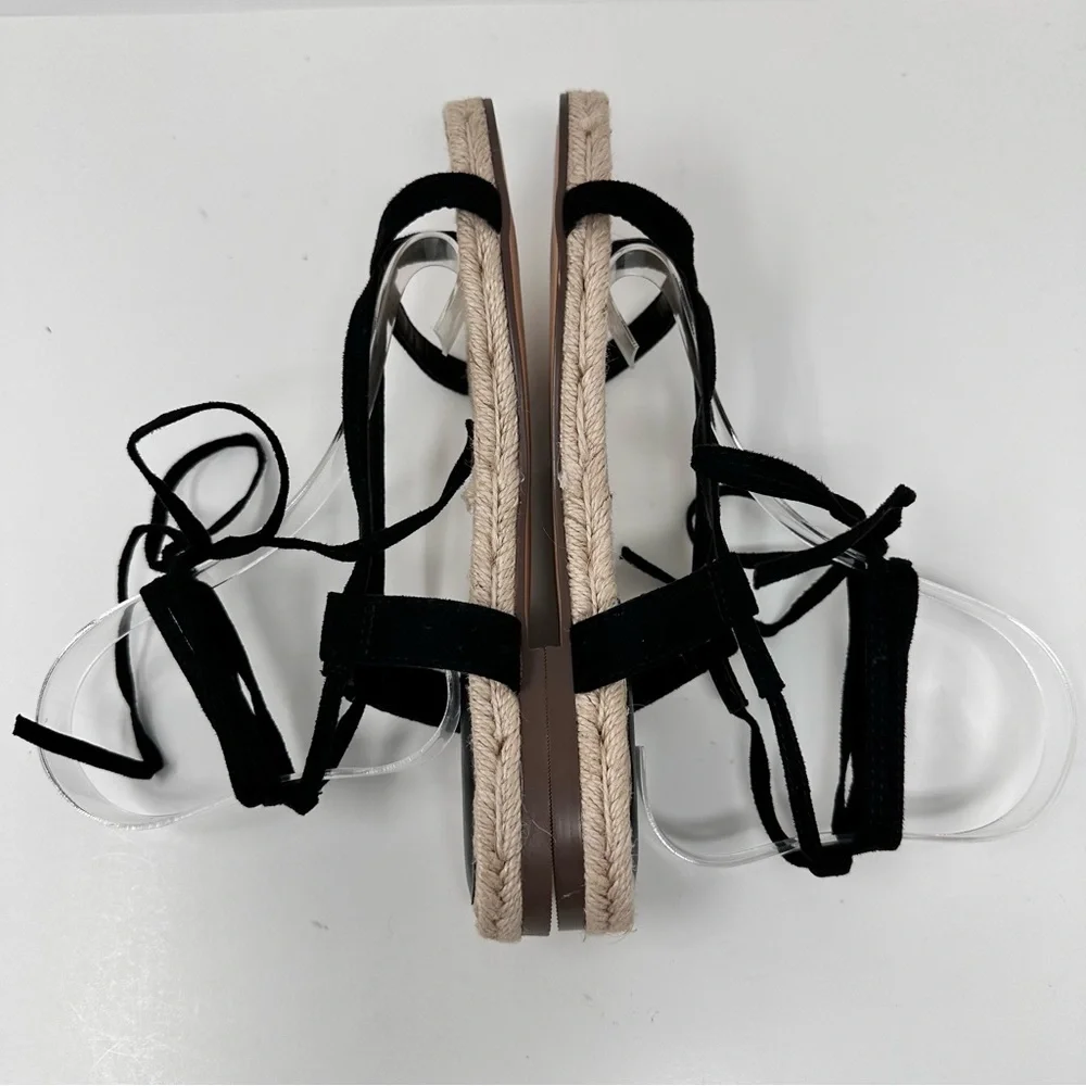 Banana Republic Leather Gladiator Strappy Espadrille Flat Sandal Black Size 8